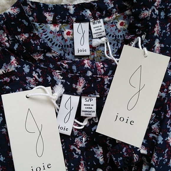 NWT Joie Floral Ruffle Button Up Prairie High Low Blouse VARIOUS SIZES Blue - Picture 7 of 11